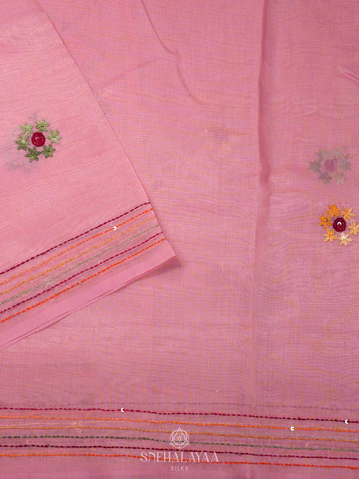 Pink Linen Saree