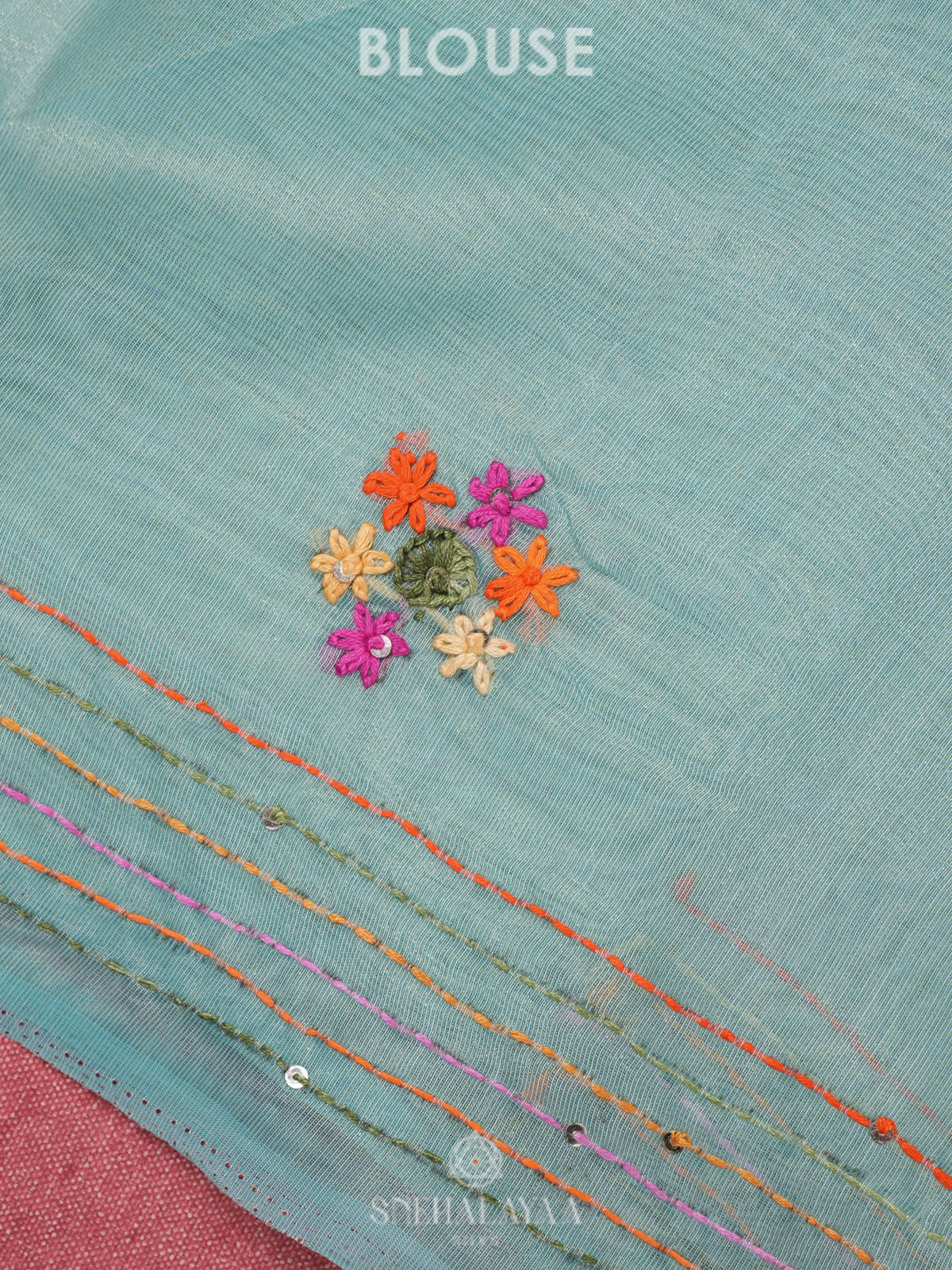 Teal Blue Linen Saree