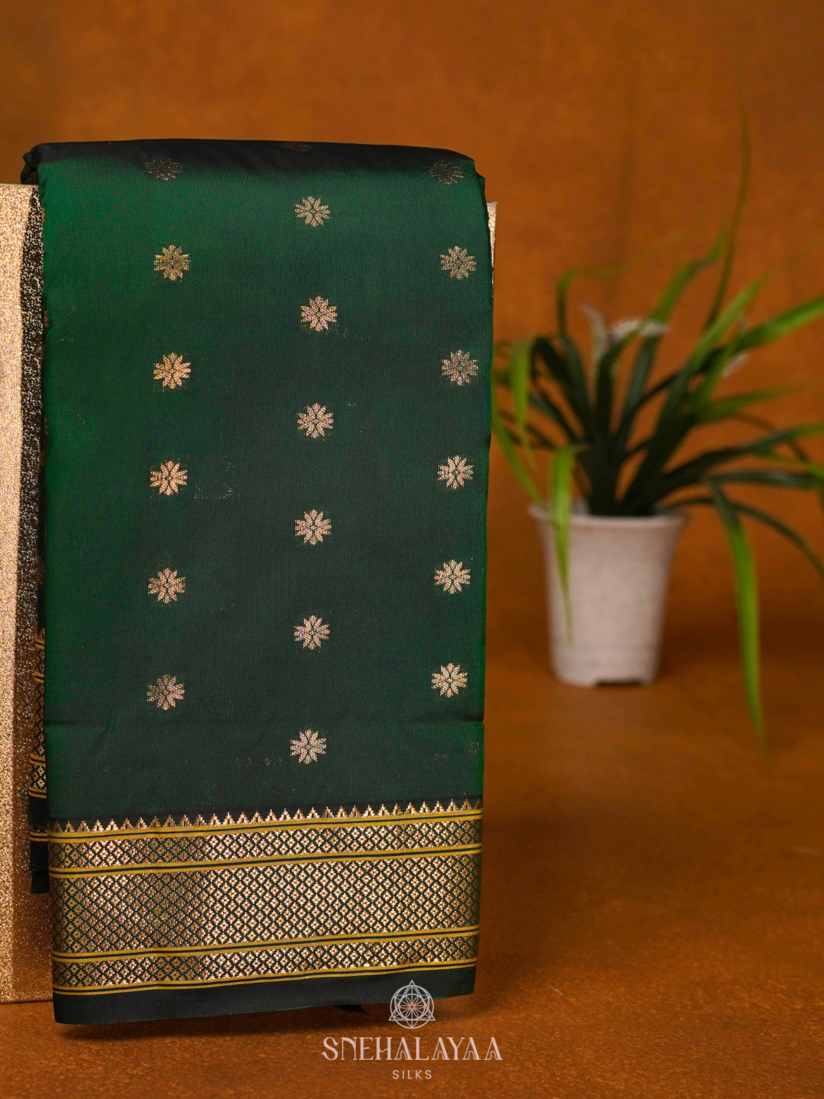 Forest Green Art Silk Saree