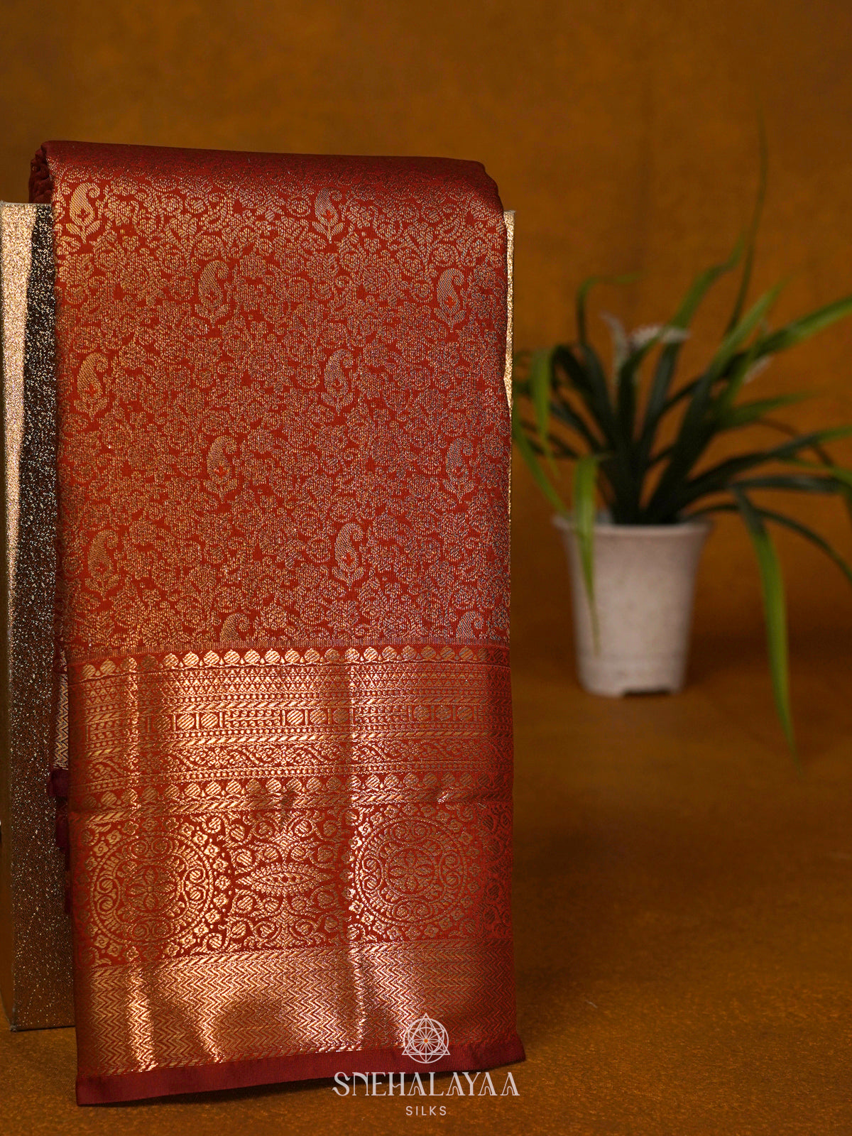 Orange Art Silk Saree