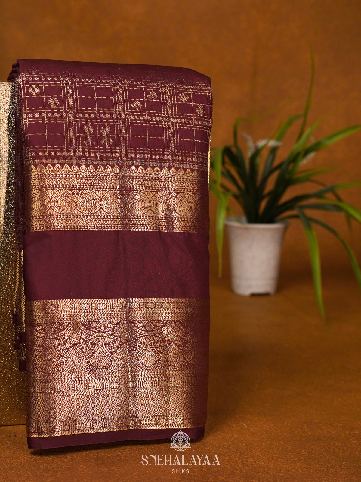 Brown Art Silk Saree