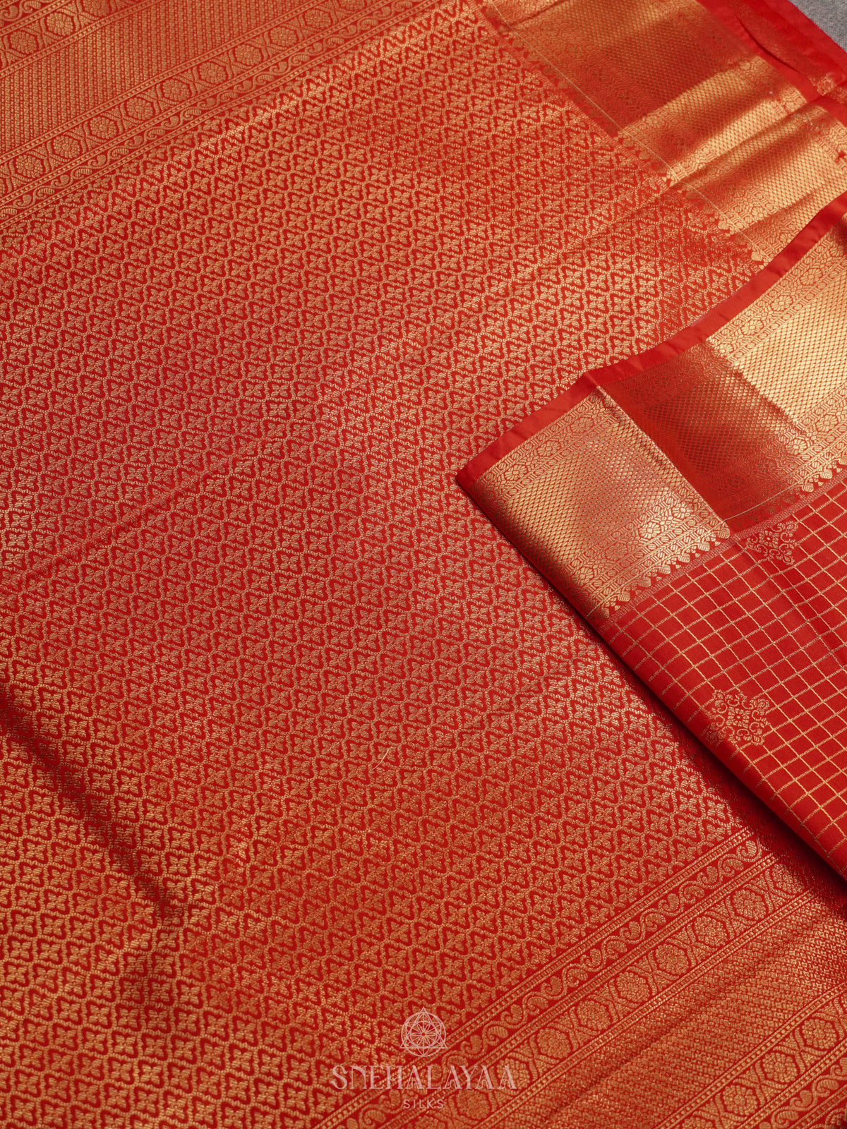 Orange Art Silk Saree