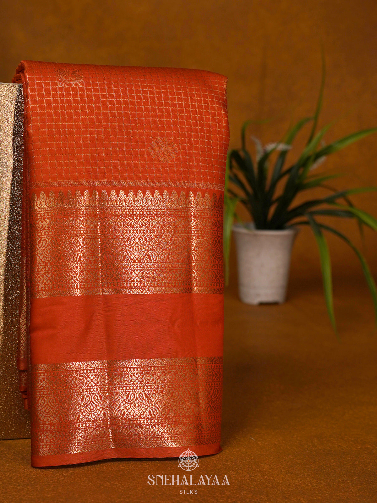 Orange Art Silk Saree