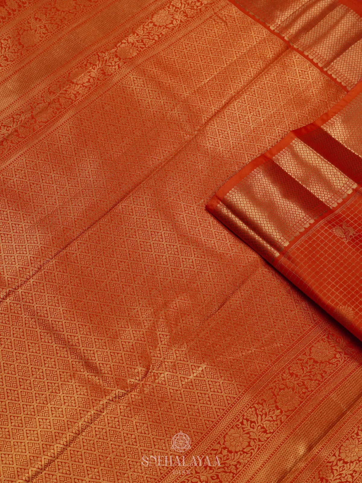 Orange Art Silk Saree