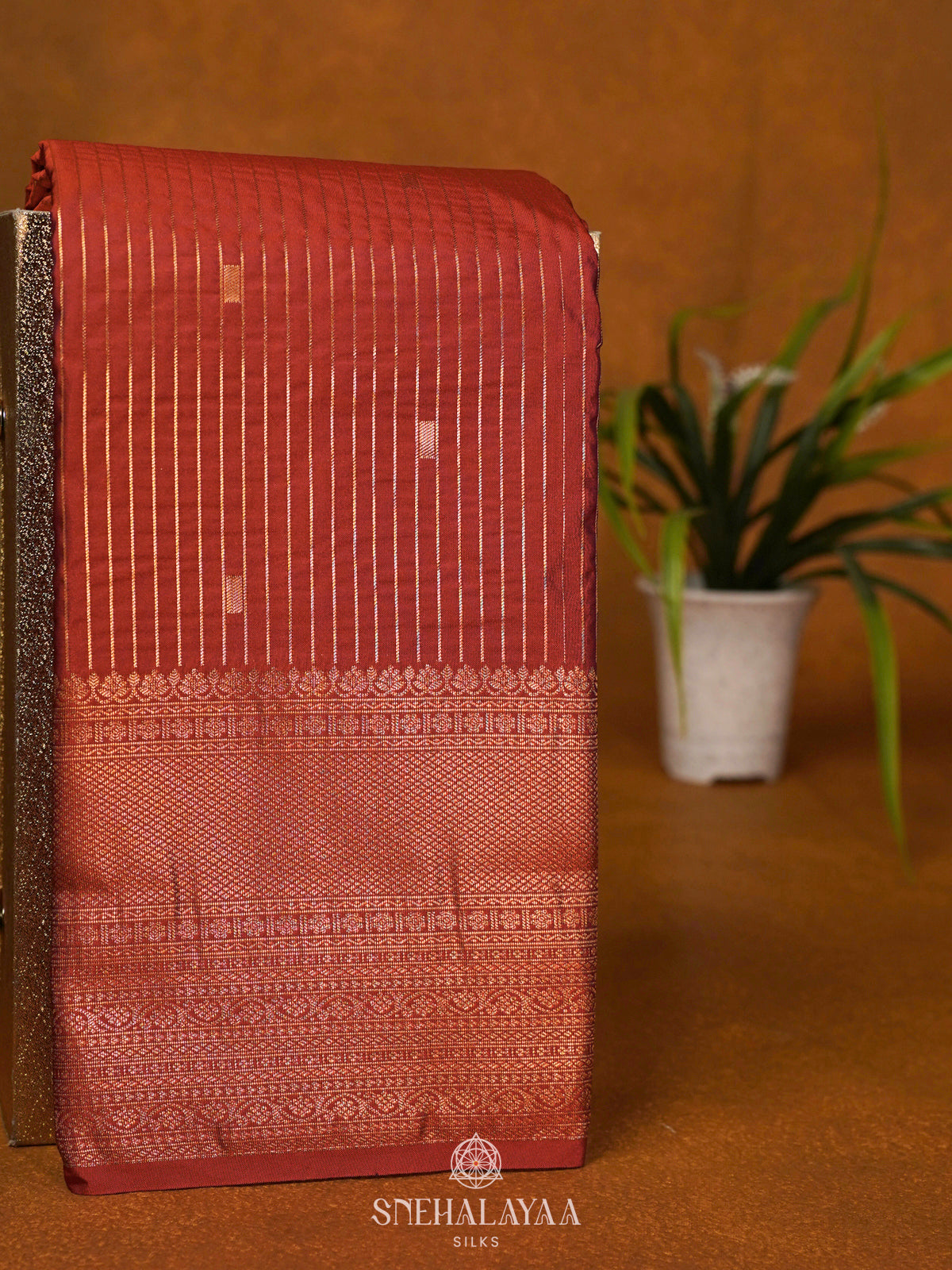 Orange Art Silk Saree
