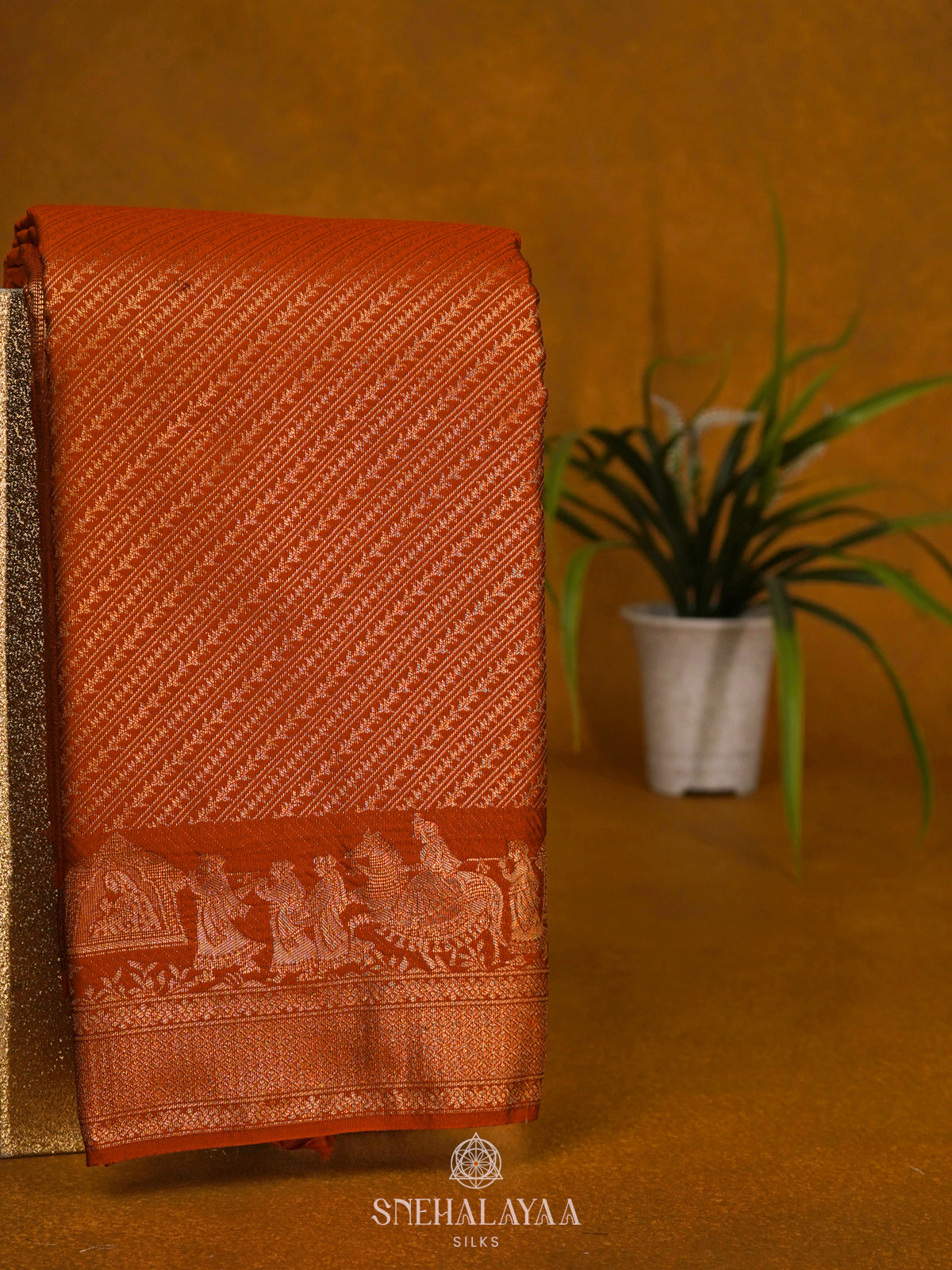 Orange Art Silk Saree