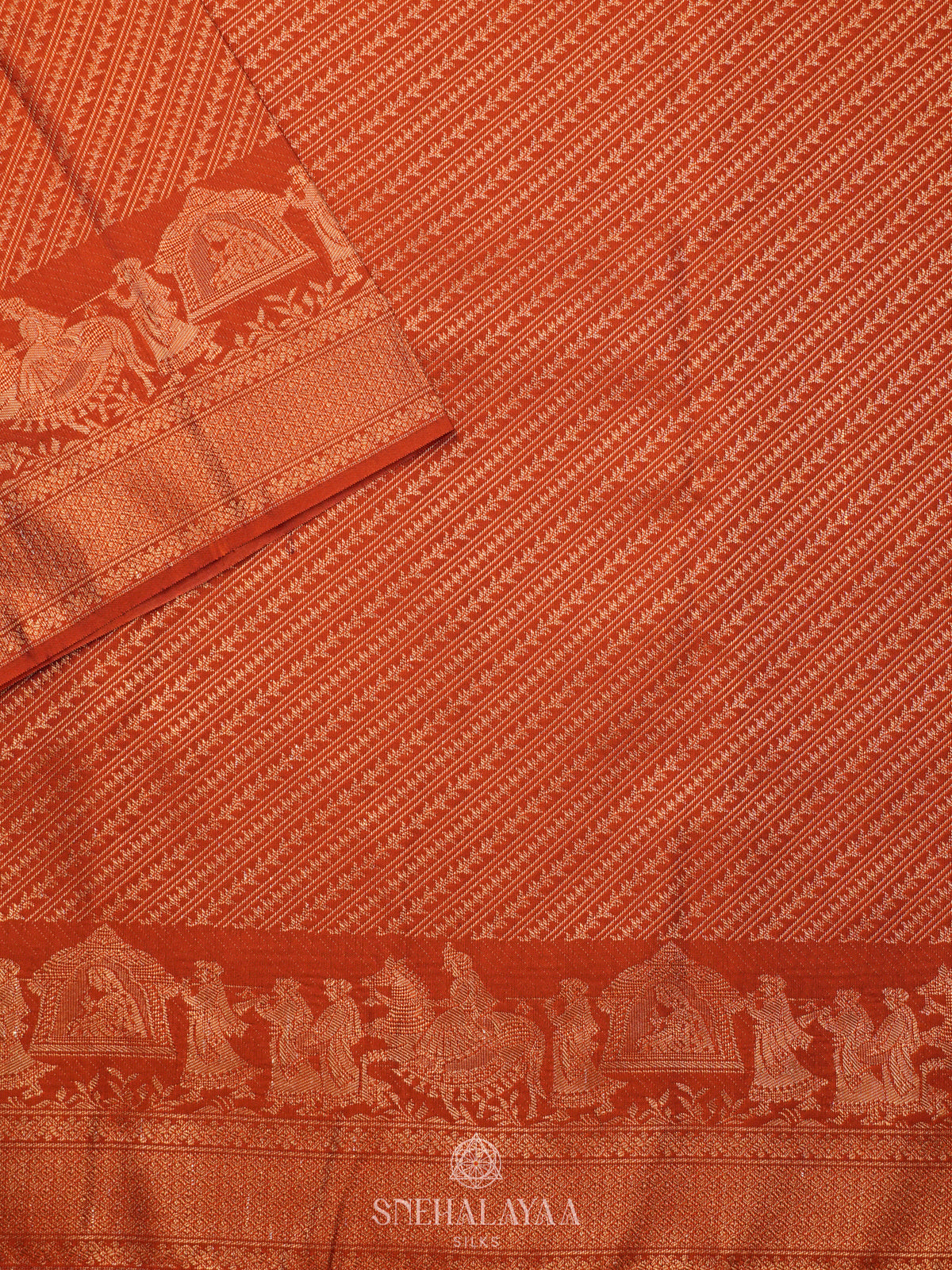 Orange Art Silk Saree