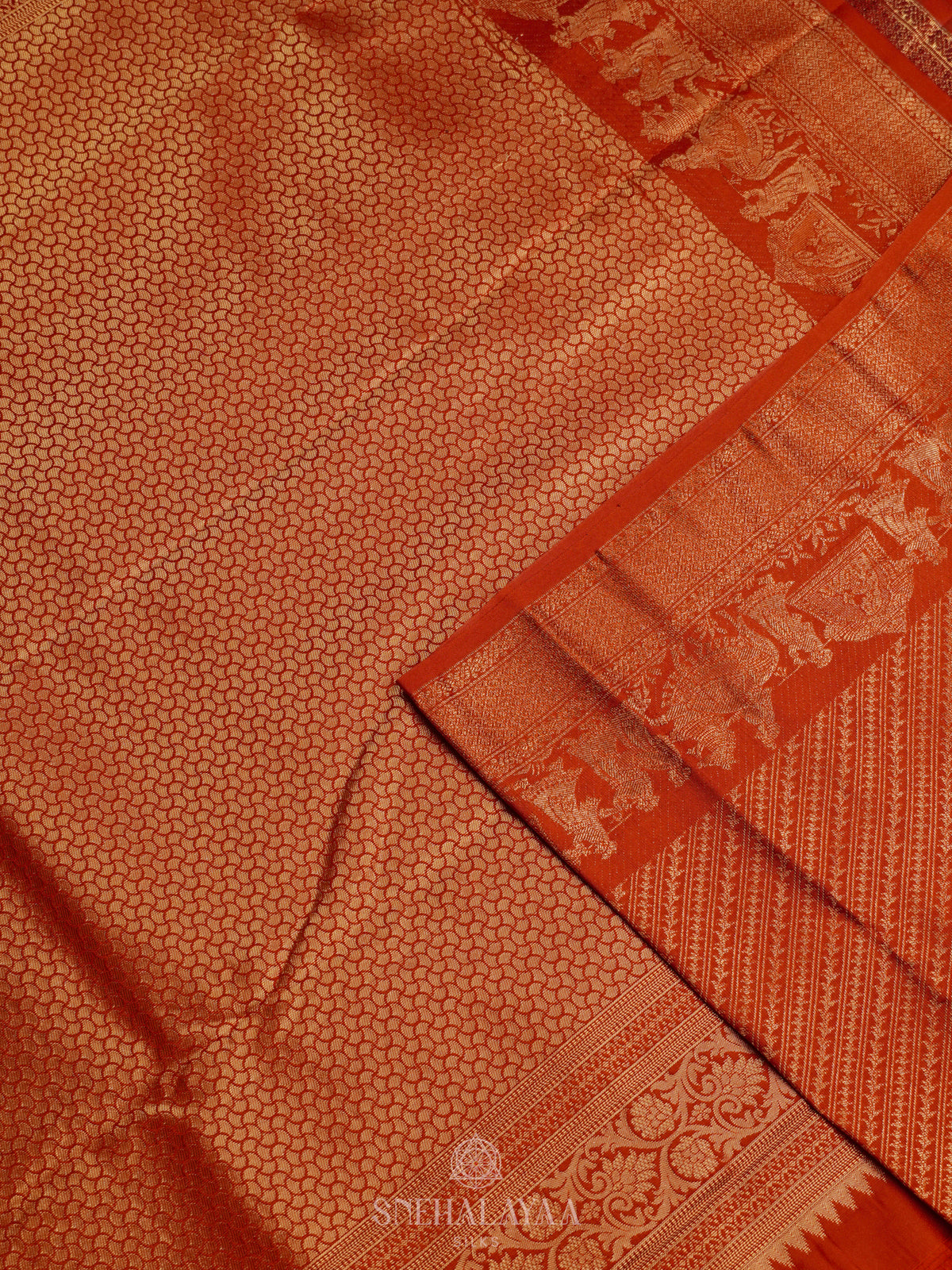Orange Art Silk Saree