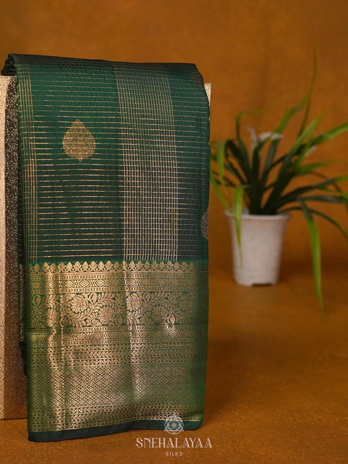 Forest Green Art Silk Saree
