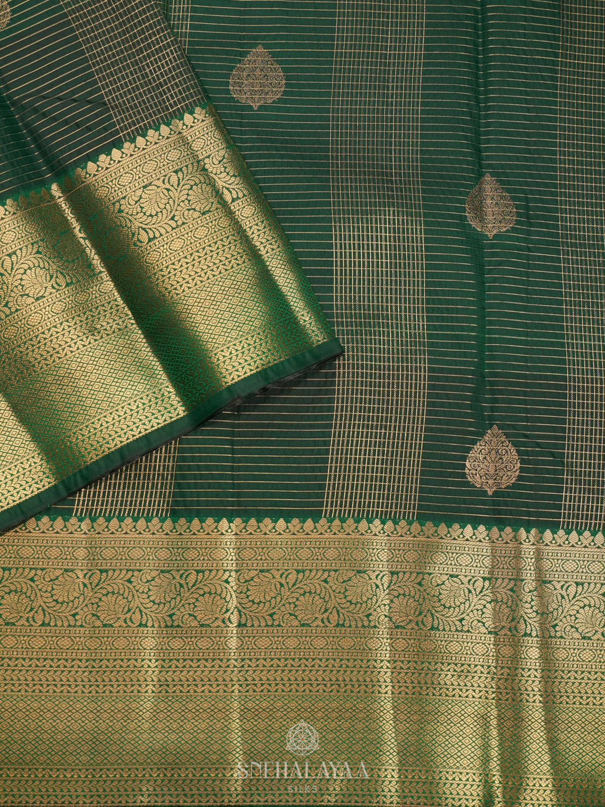 Forest Green Art Silk Saree