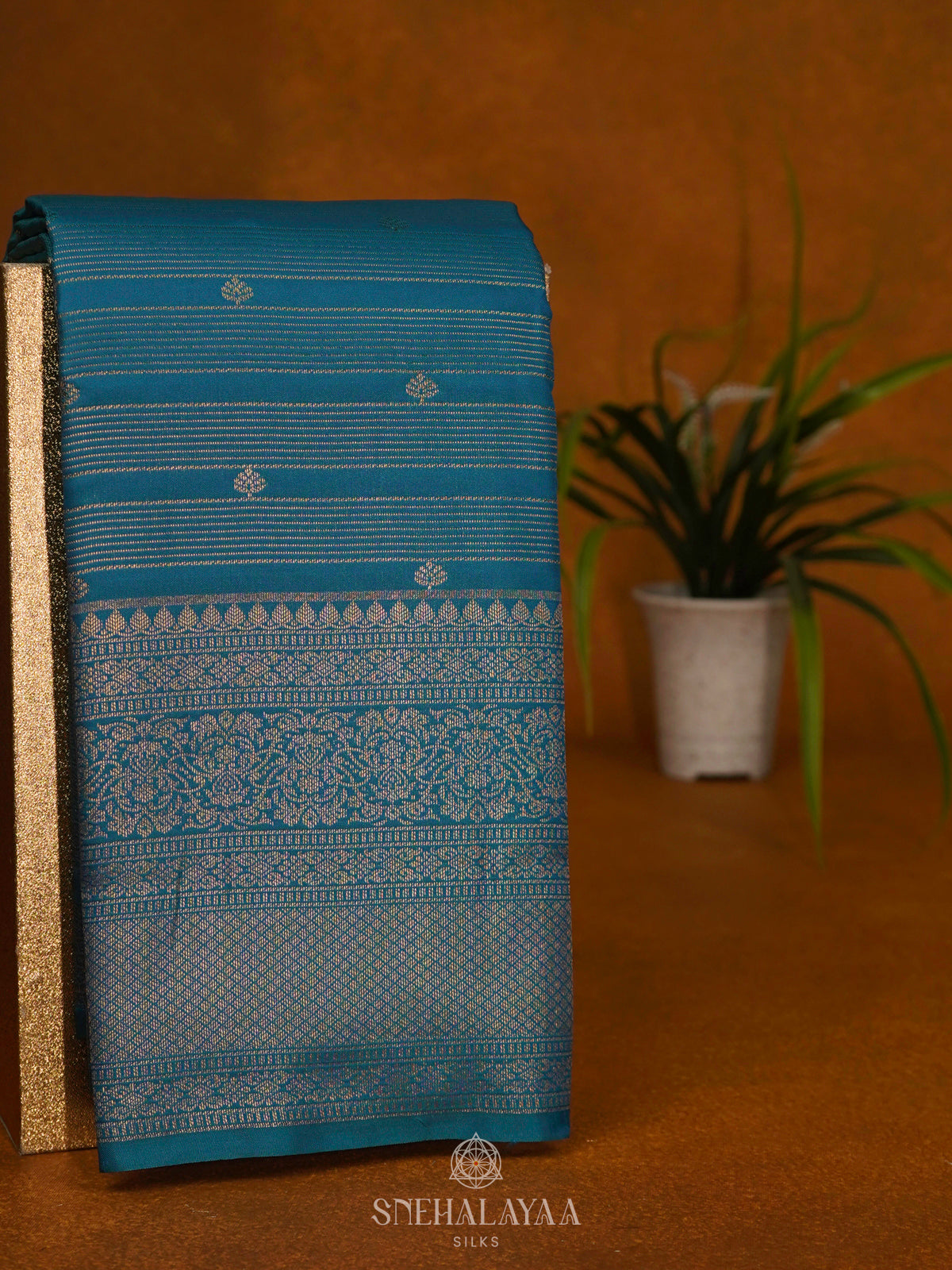 Peacock Blue Art Silk Saree