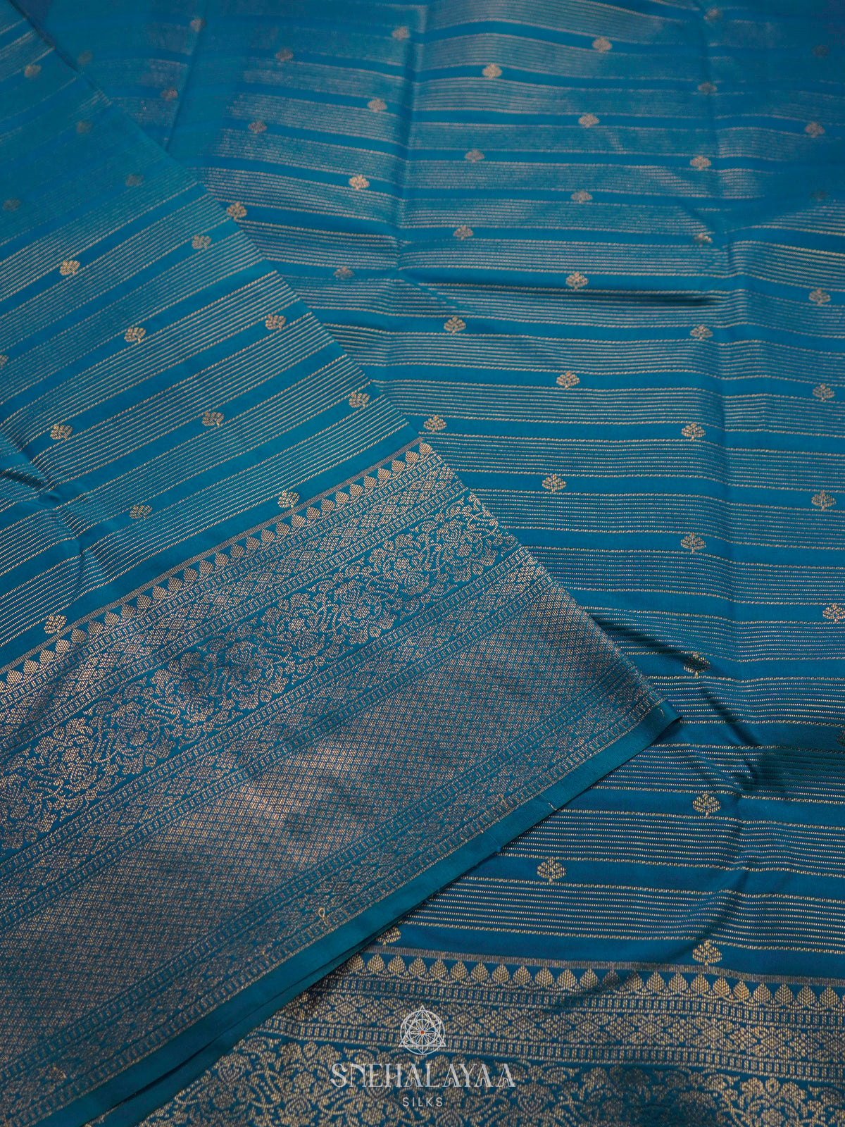 Peacock Blue Art Silk Saree