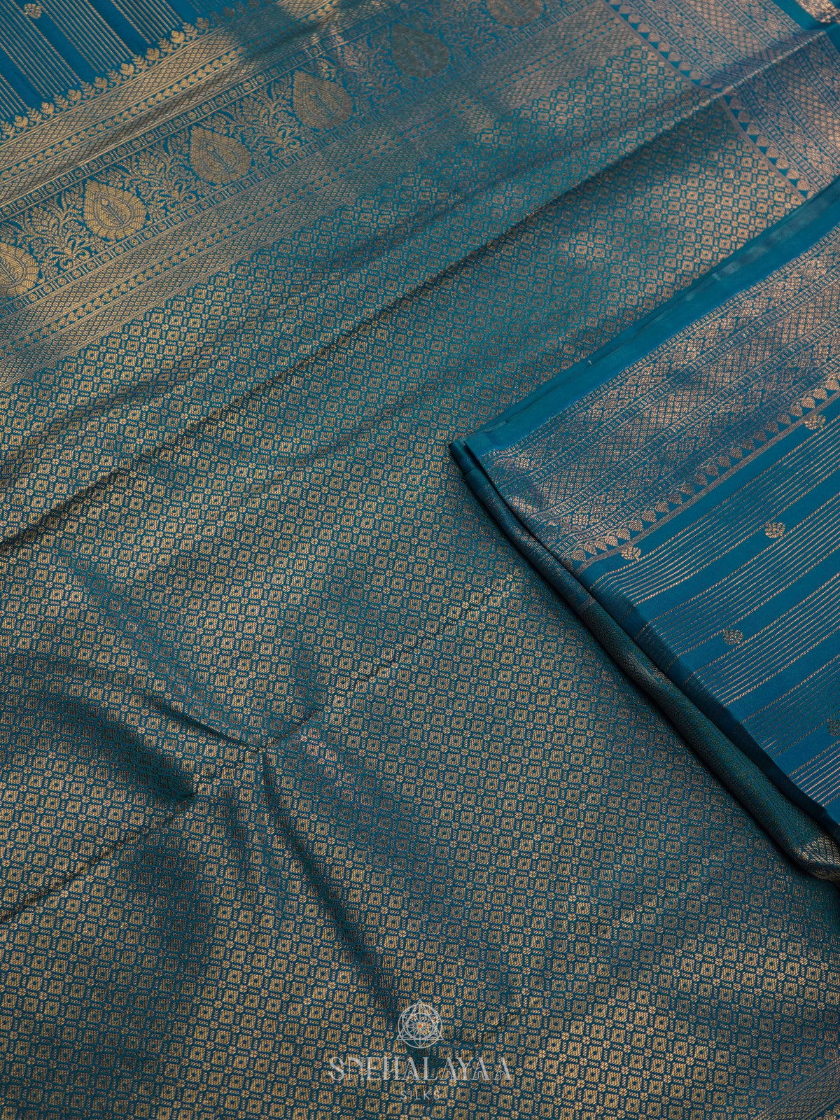 Peacock Blue Art Silk Saree