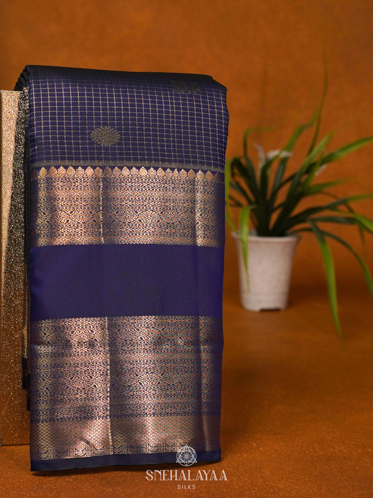 Navy Blue Art Silk Saree