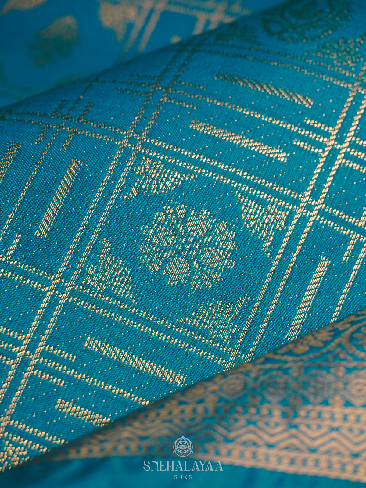 Peacock Blue Art Silk Saree