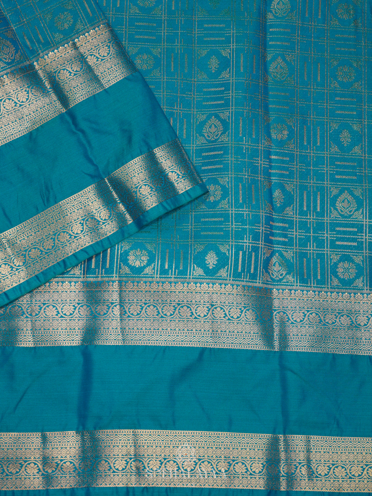 Peacock Blue Art Silk Saree