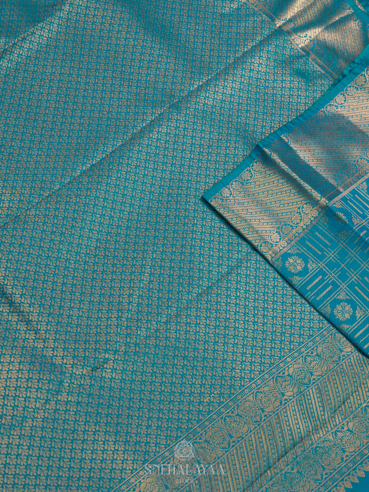 Peacock Blue Art Silk Saree