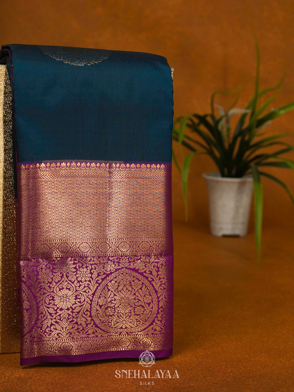 Peacock Blue Art Silk Saree
