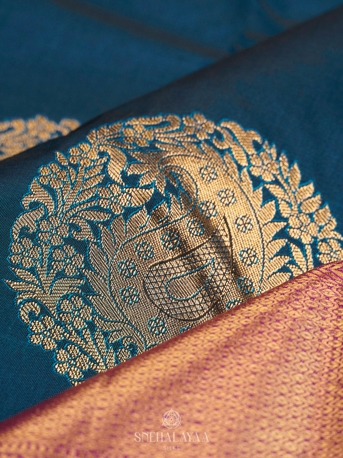 Peacock Blue Art Silk Saree