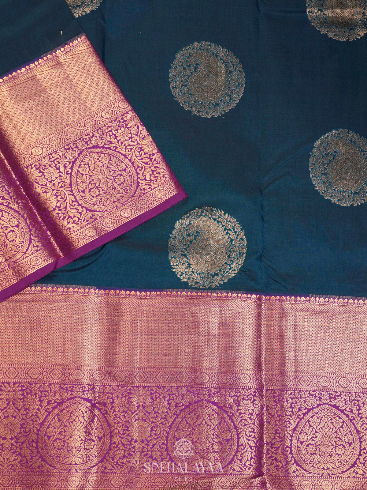Peacock Blue Art Silk Saree