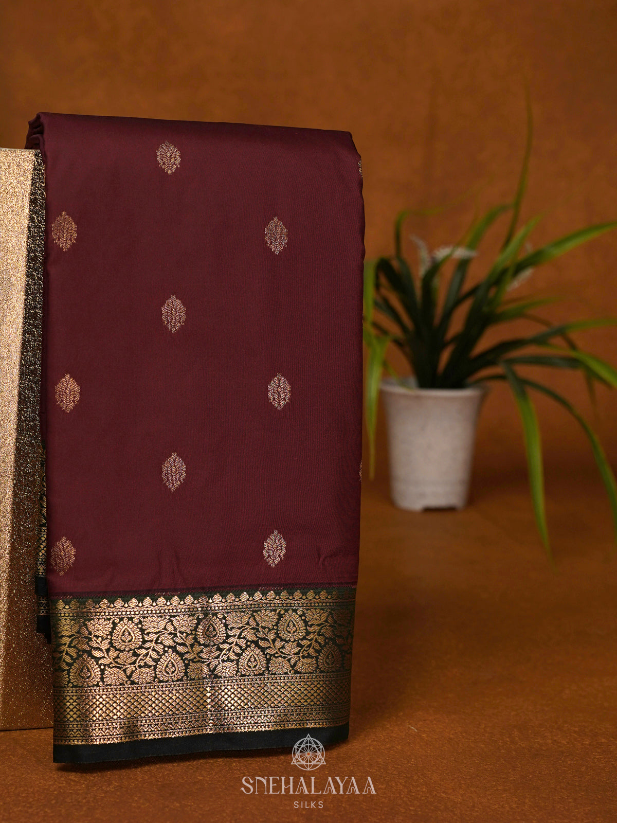 Brown Art Silk Saree