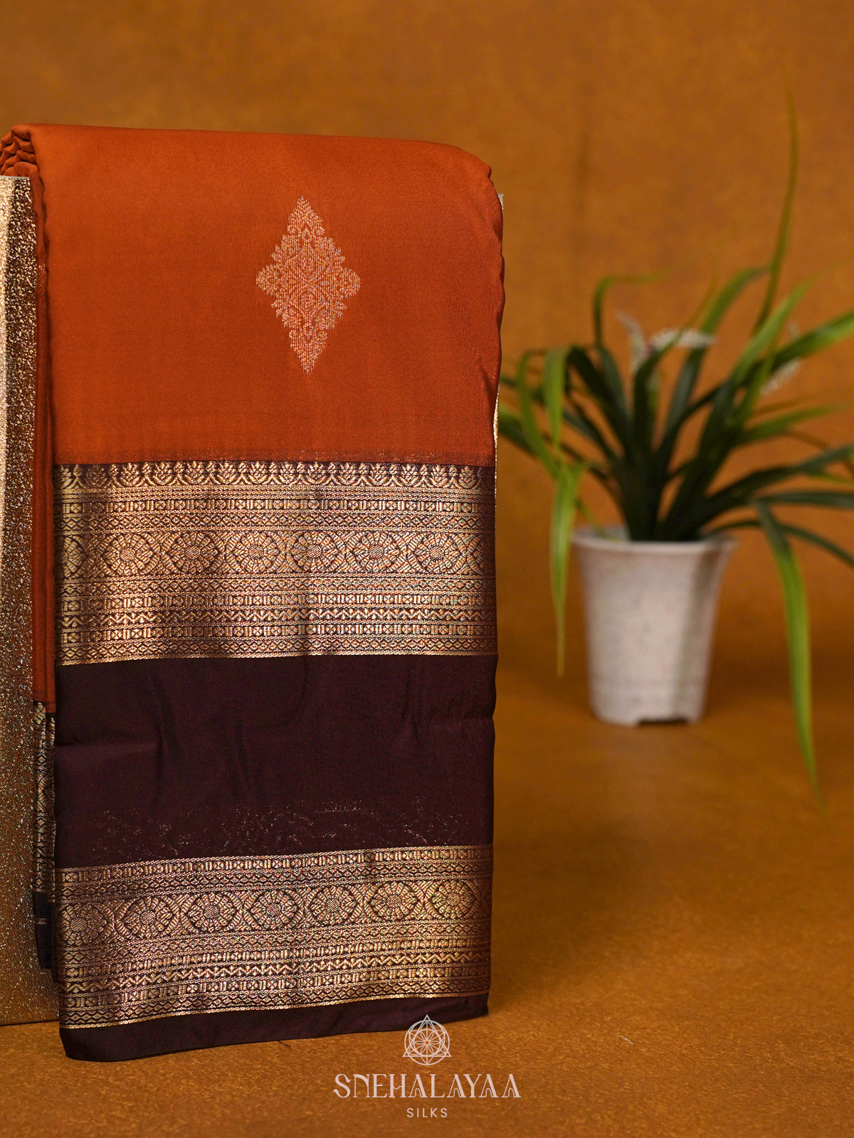Orange Art Silk Saree