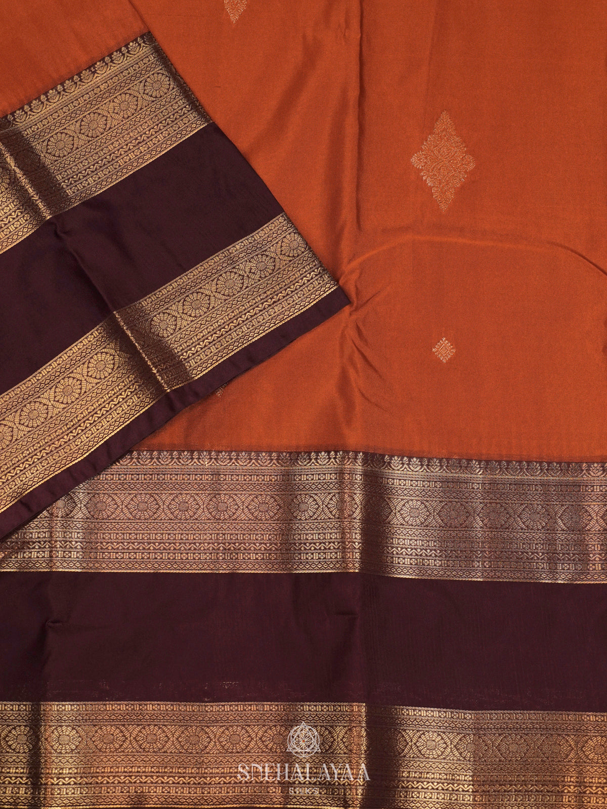Orange Art Silk Saree