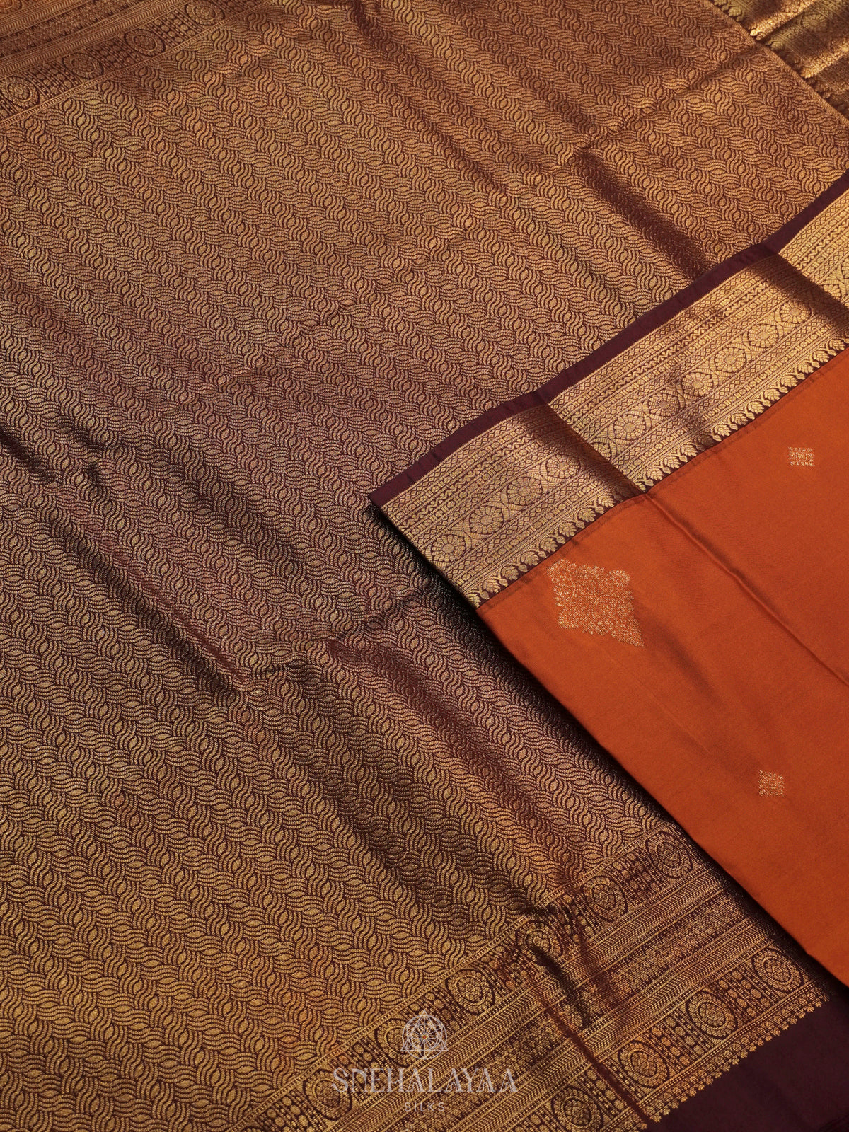 Orange Art Silk Saree