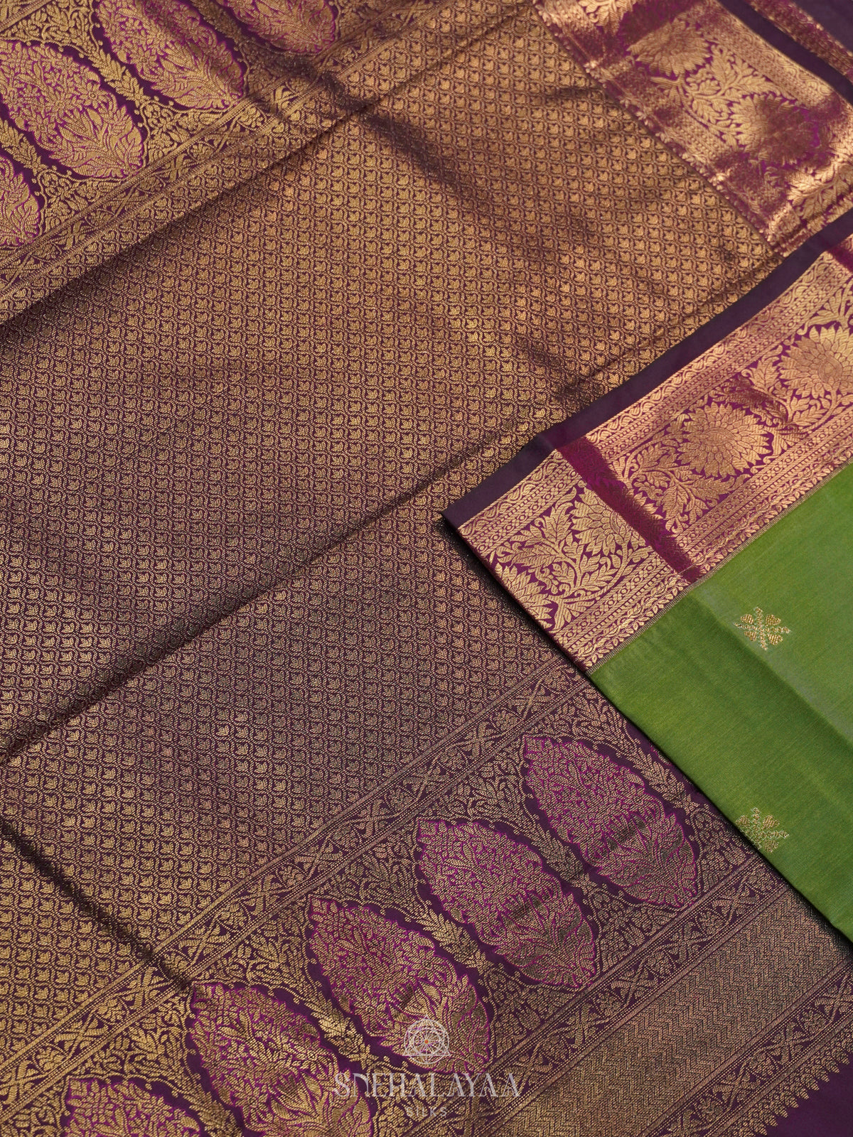 Olive Green Art Silk Saree