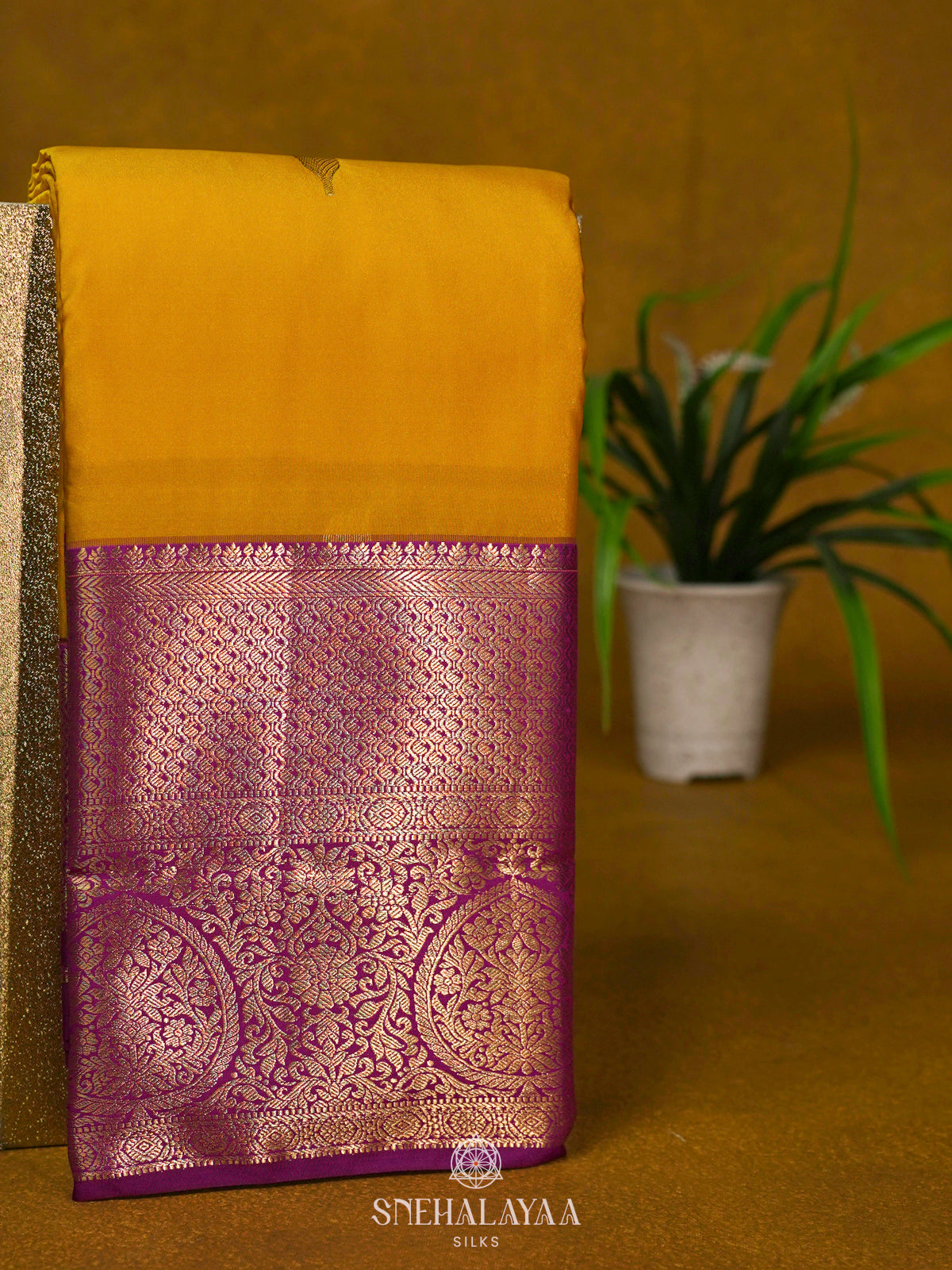 Mango Yellow Art Silk Saree