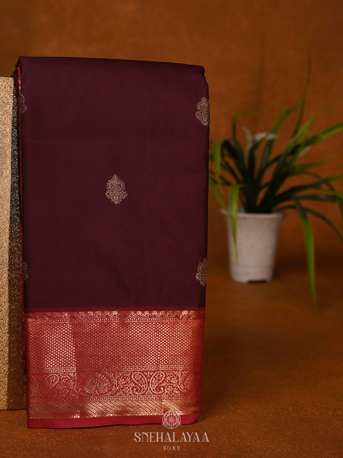 Burgundy Art Silk Saree