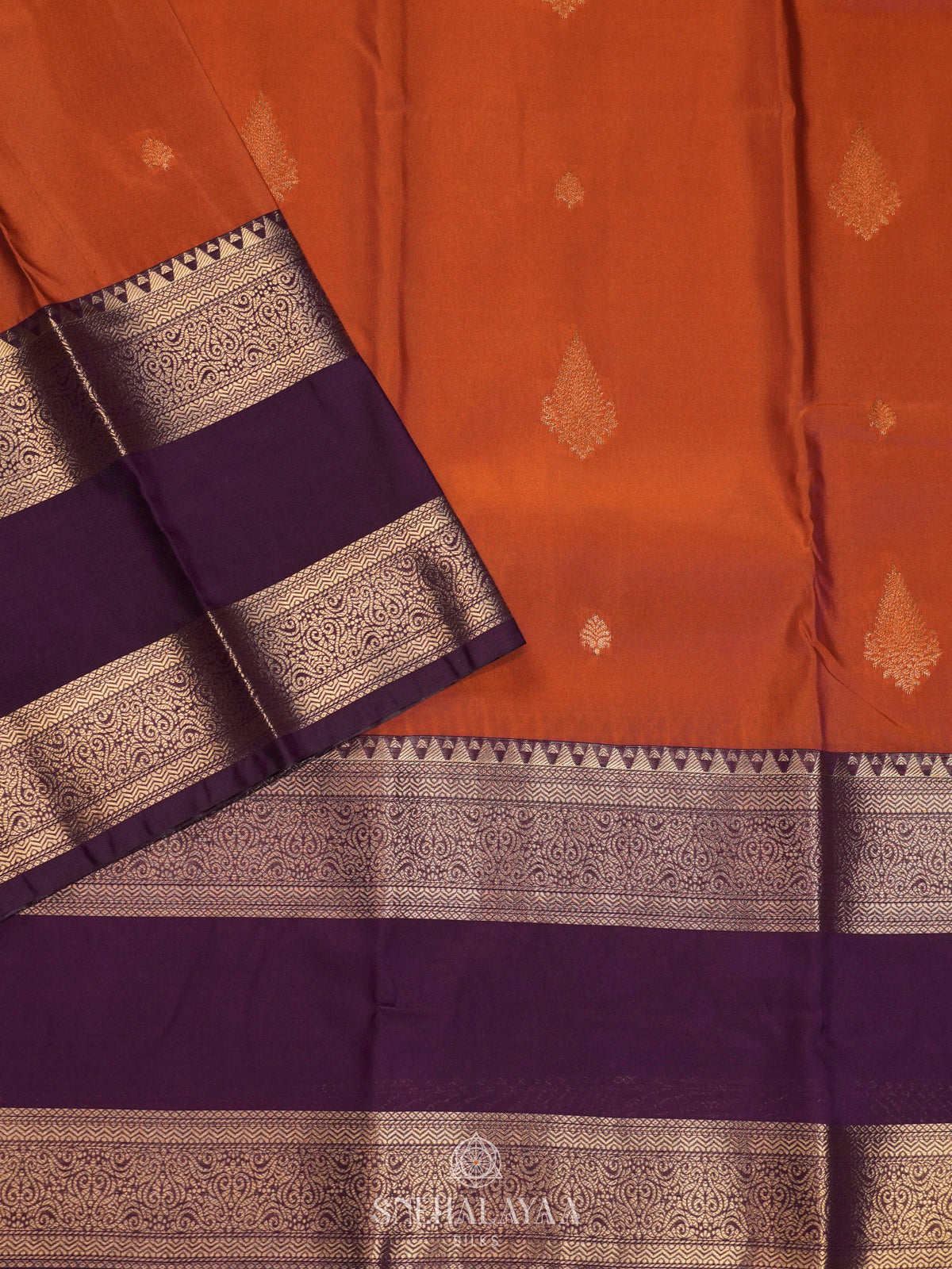 Burnt Orange Art Silk Saree
