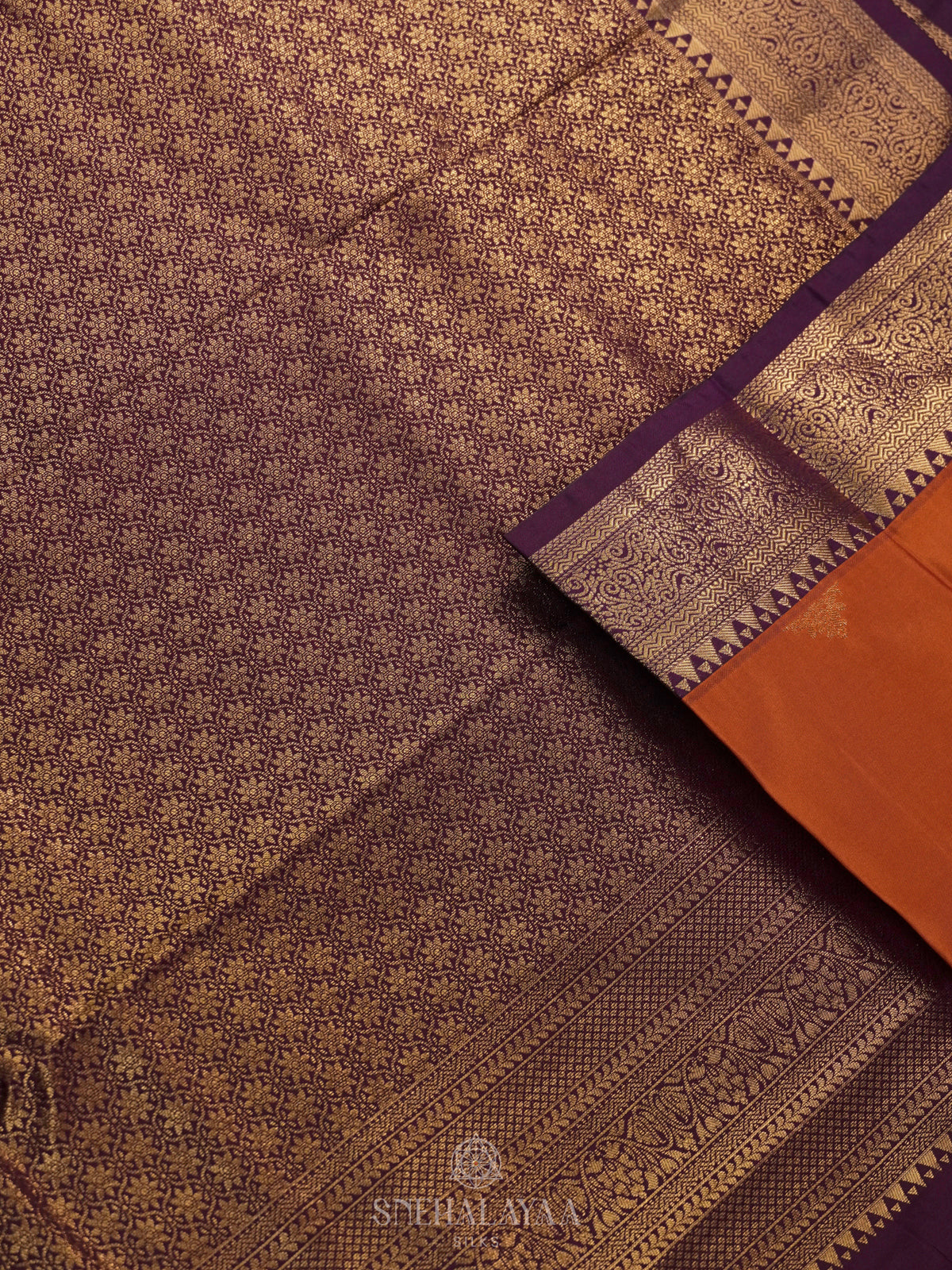 Burnt Orange Art Silk Saree