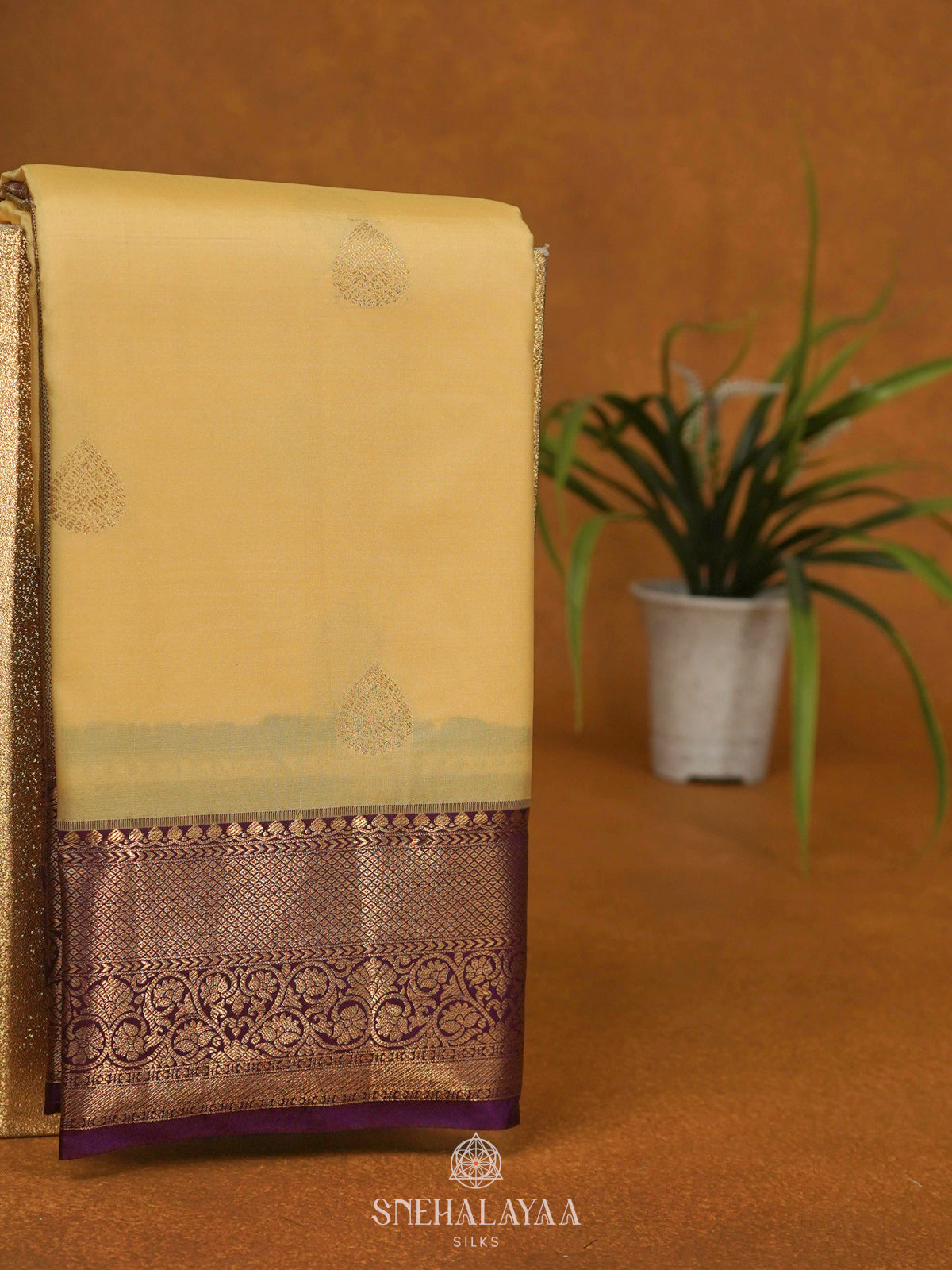 Cream Art Silk Saree