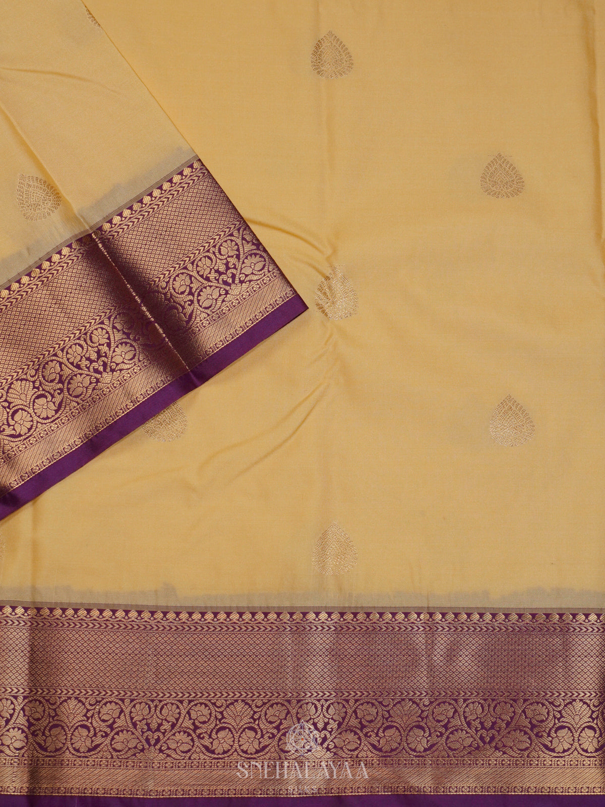 Cream Art Silk Saree