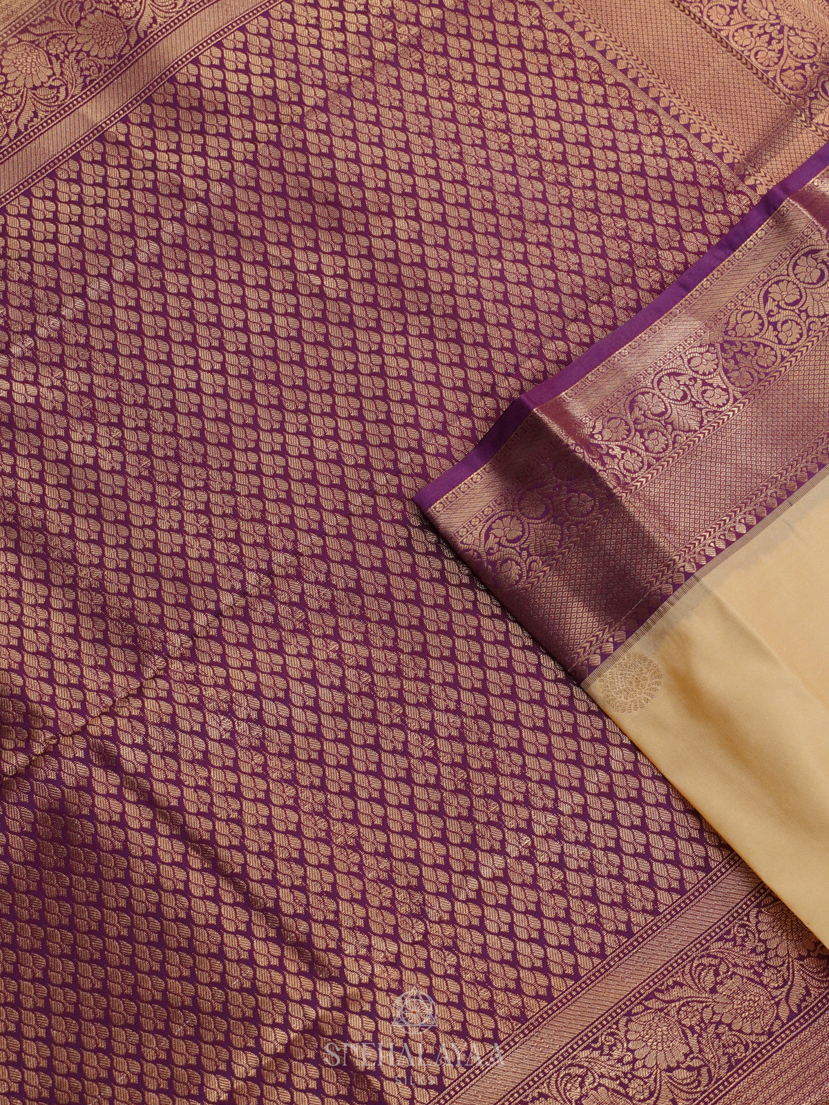 Cream Art Silk Saree