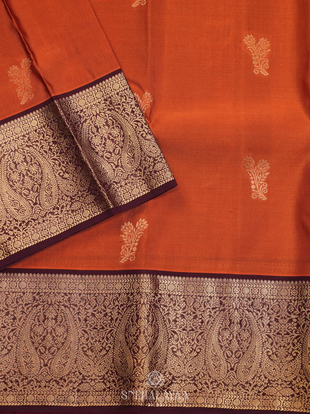 Burnt Orange Art Silk Saree