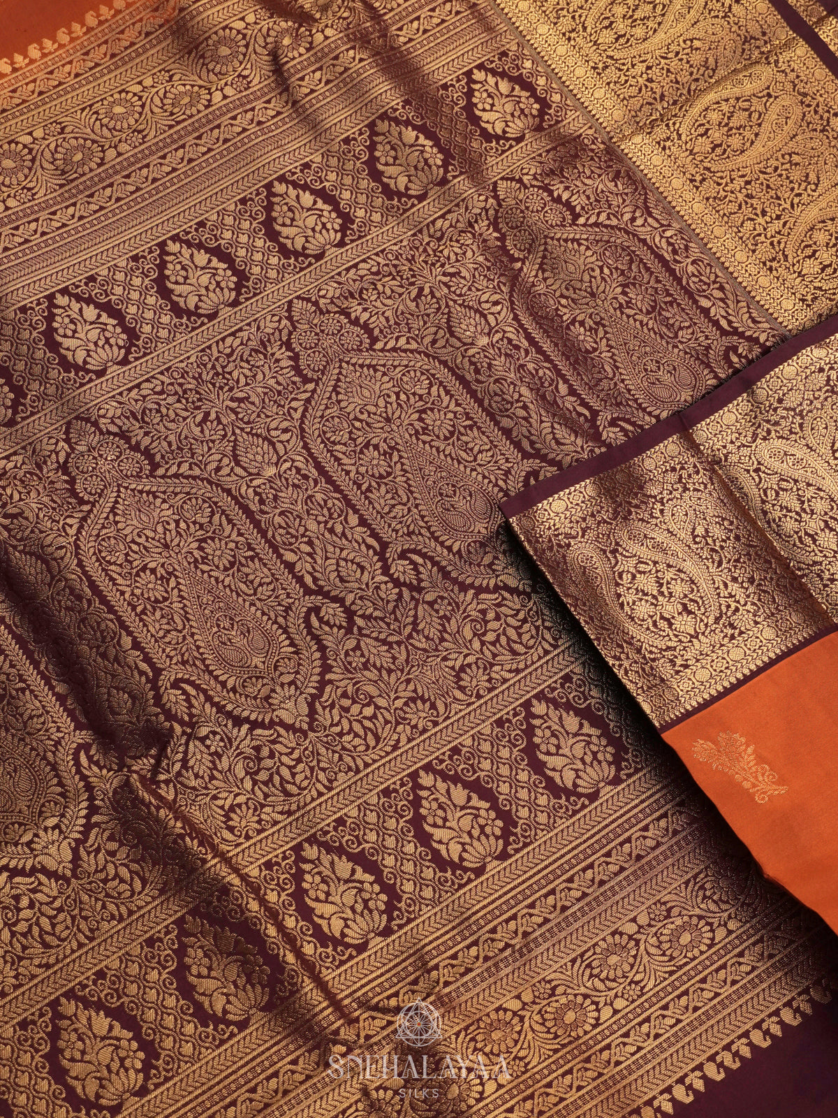 Burnt Orange Art Silk Saree