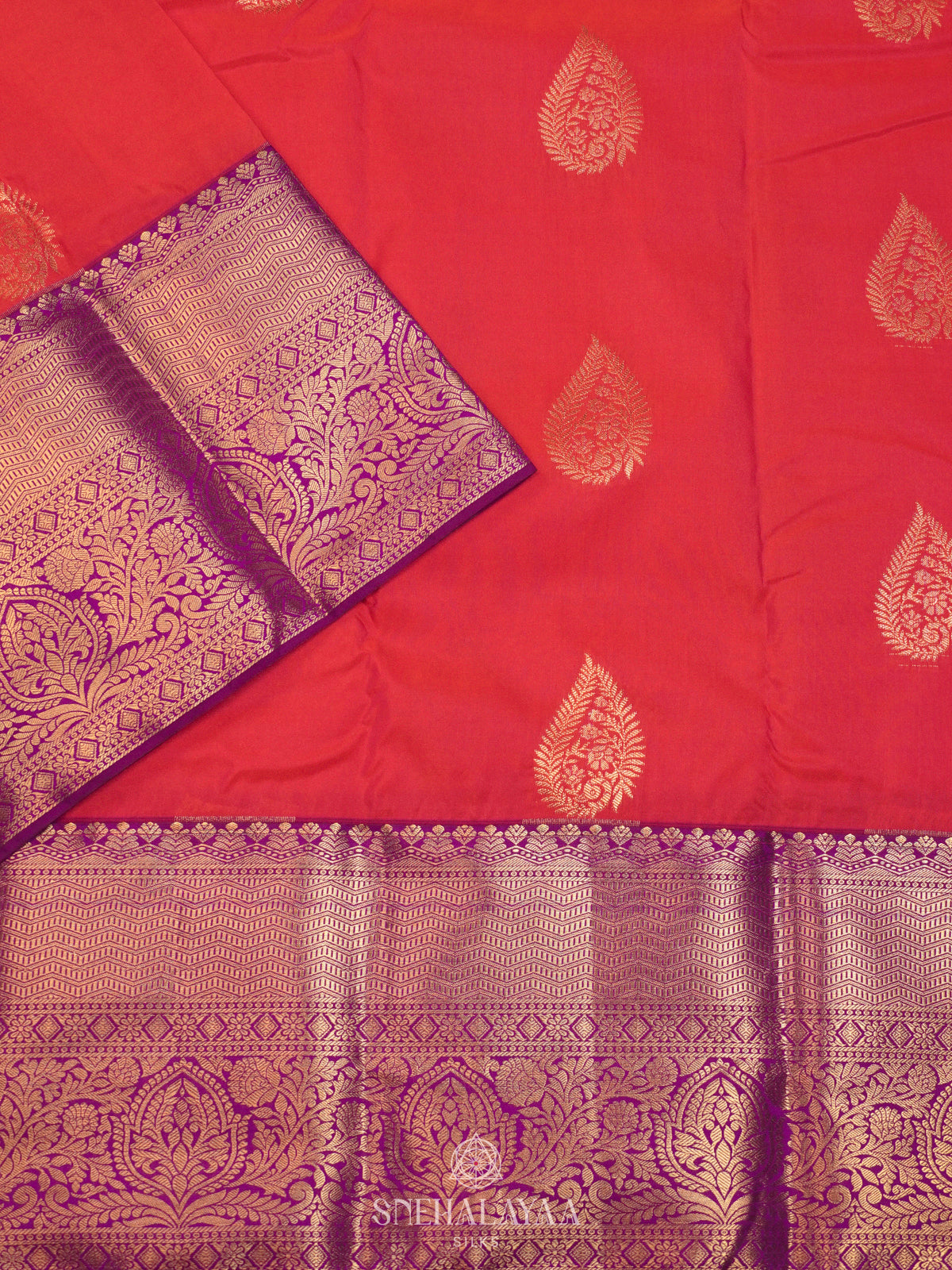Ruby Red Art Silk Saree