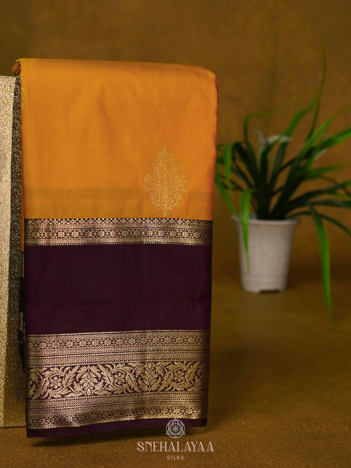Mango Yellow Art Silk Saree
