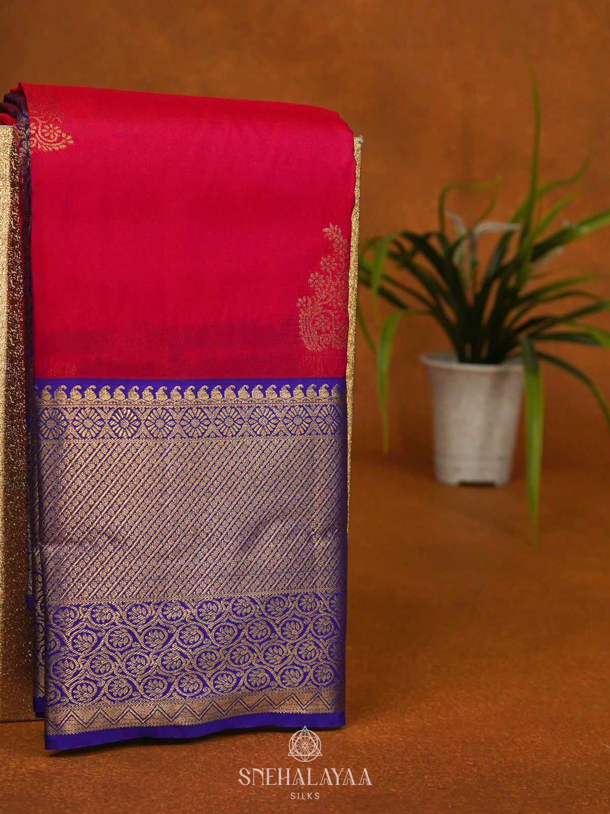 Ruby Red Art Silk Saree