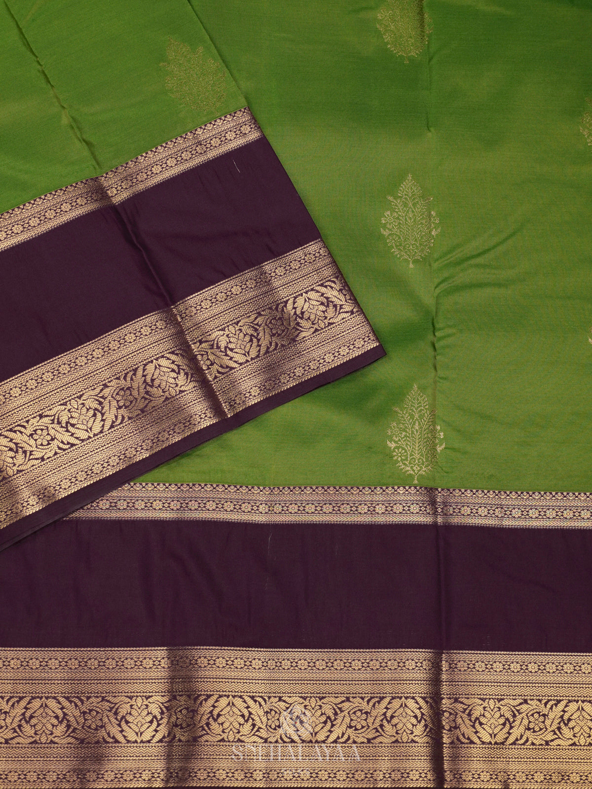 Lime Green Art Silk Saree
