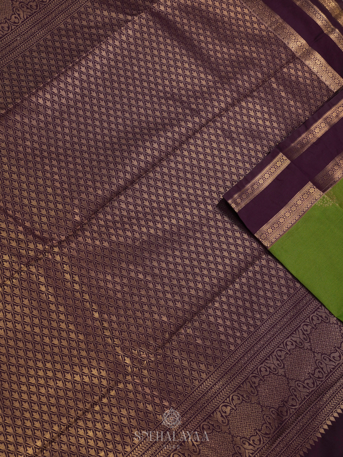 Lime Green Art Silk Saree