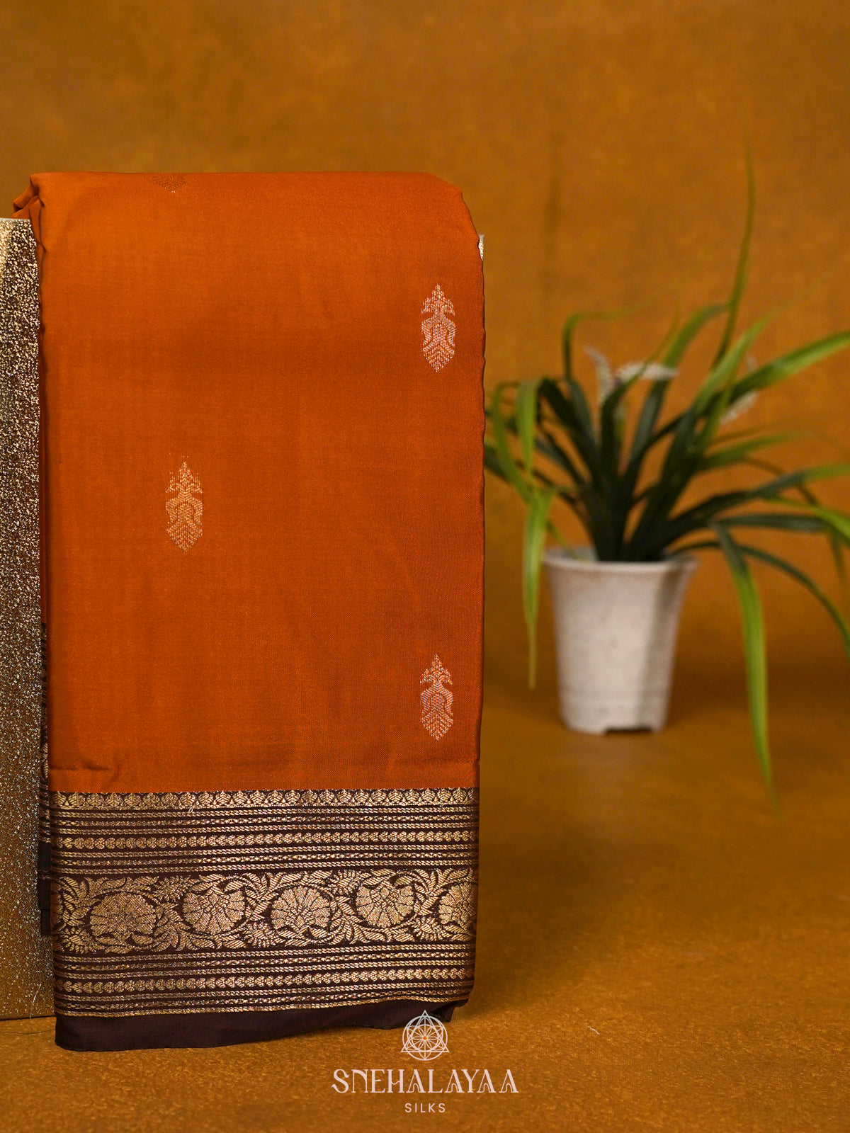 Orange Art Silk Saree