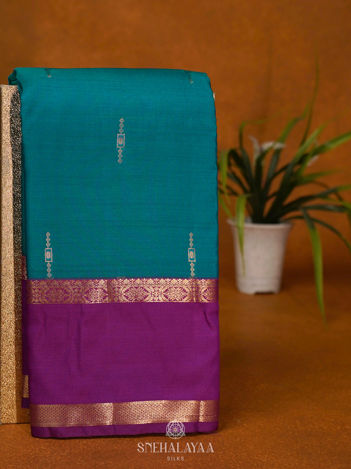 Peacock Blue Art Silk Saree