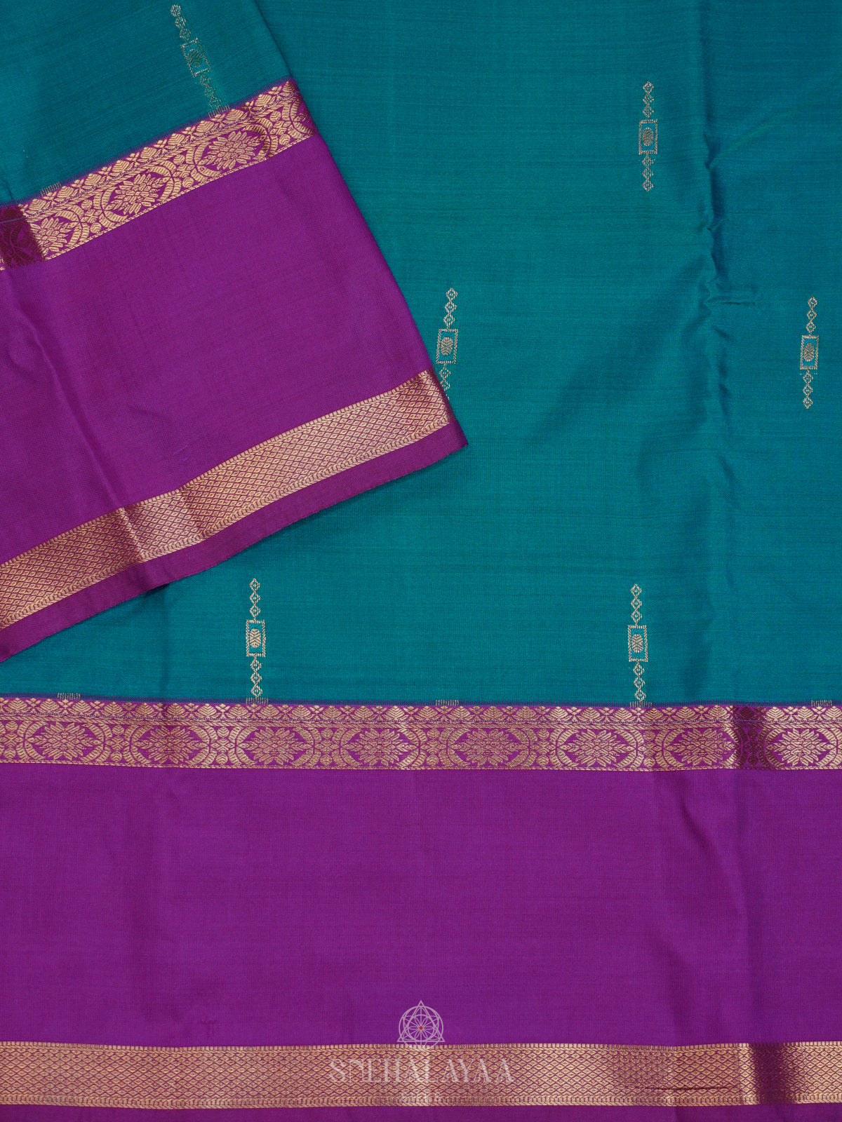 Peacock Blue Art Silk Saree