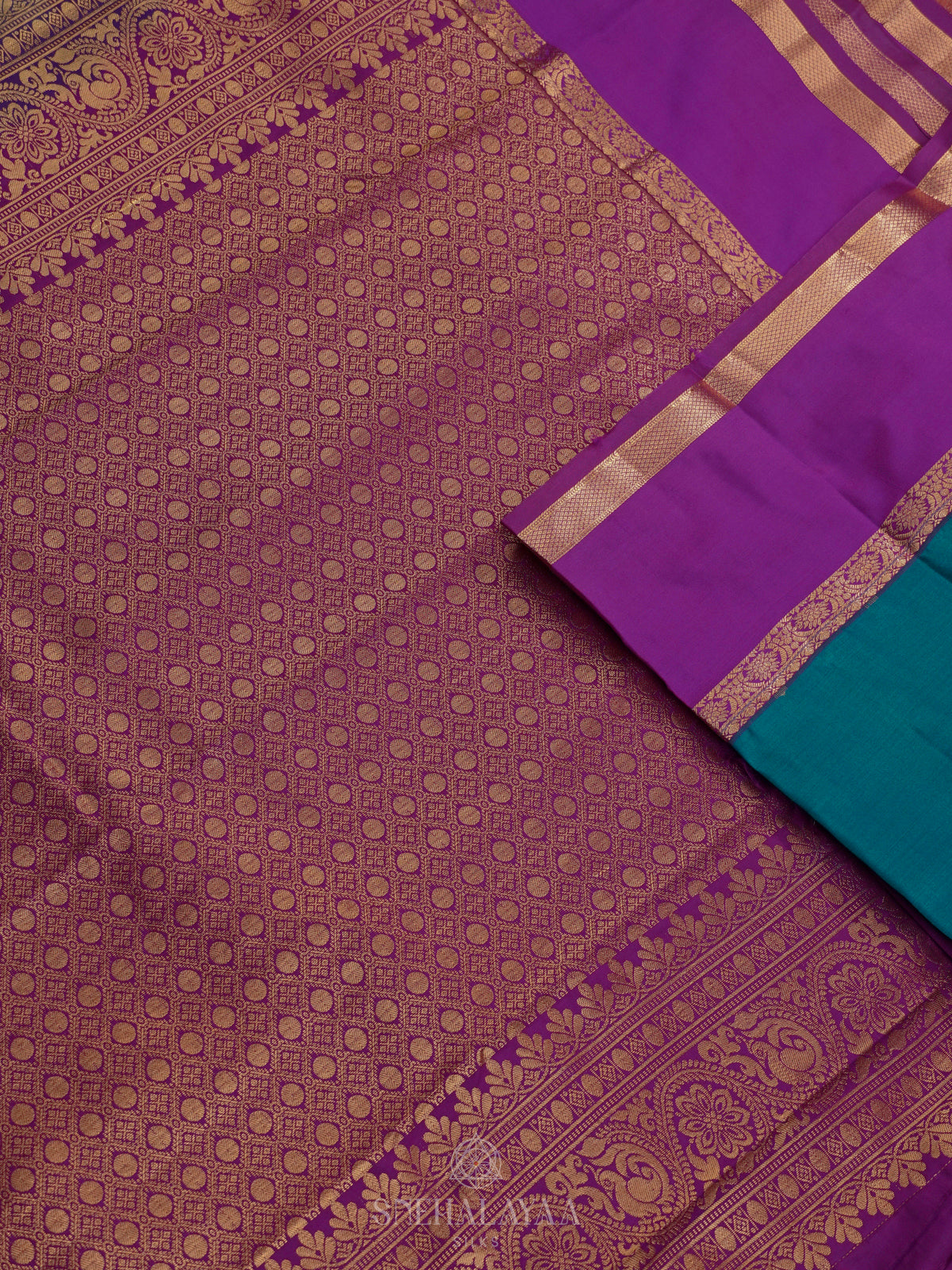 Peacock Blue Art Silk Saree