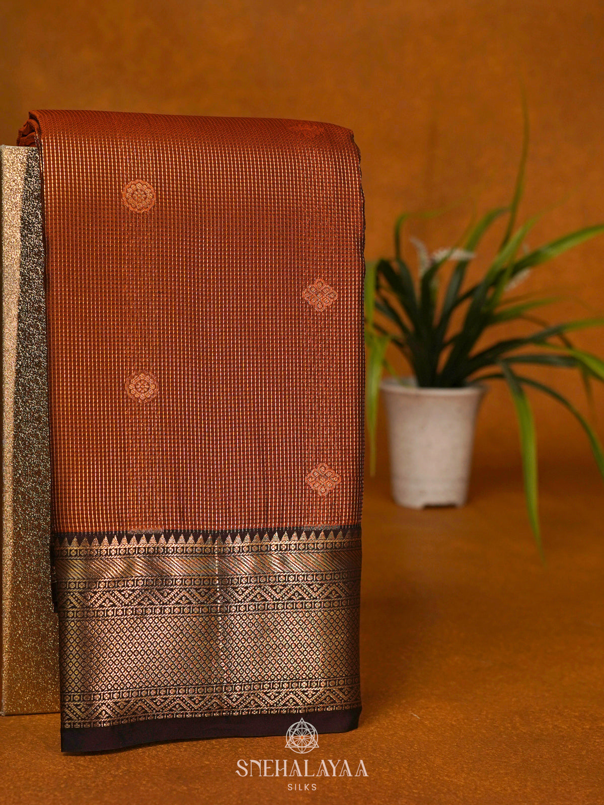 Brown Art Silk Saree