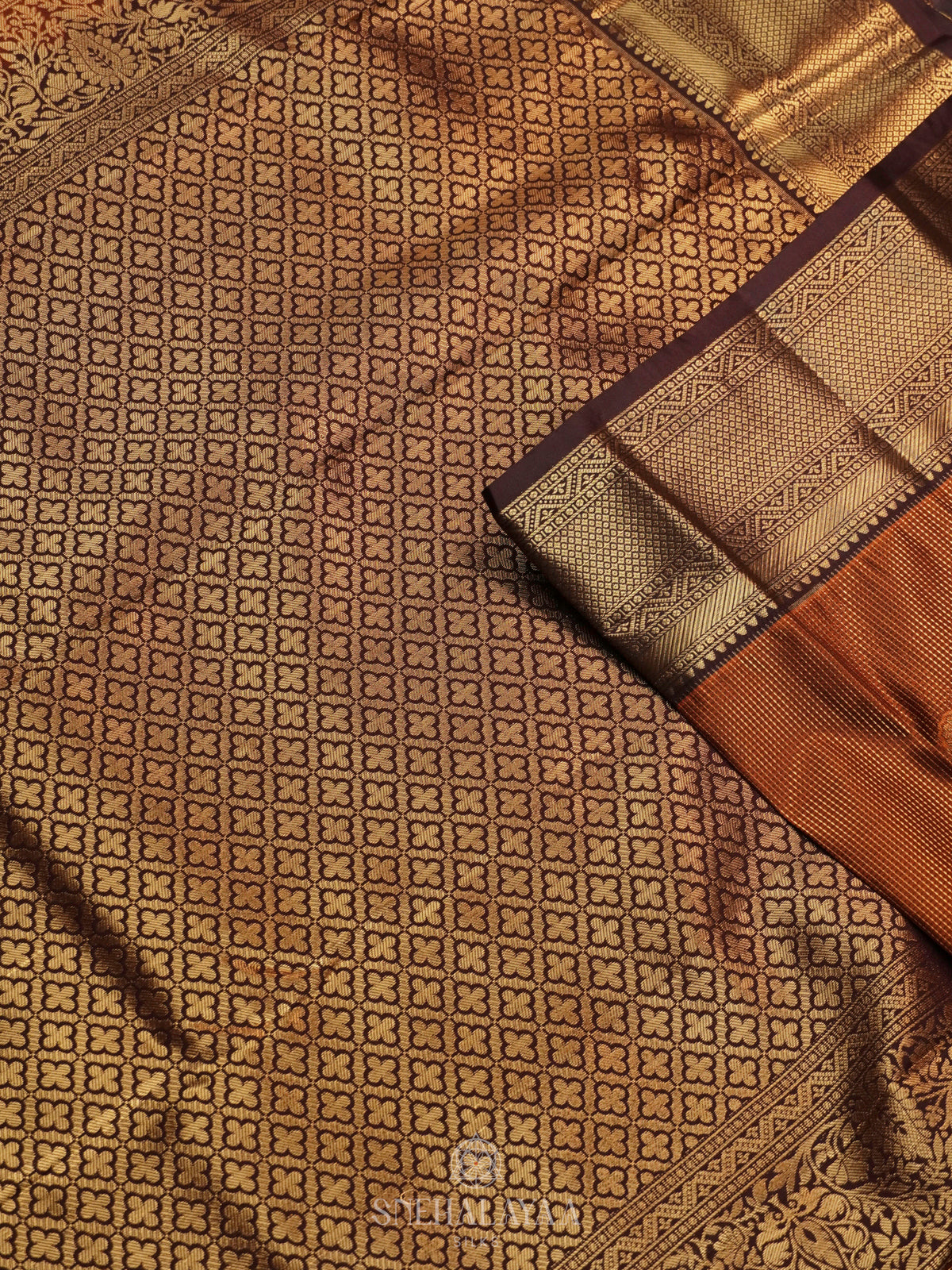Brown Art Silk Saree
