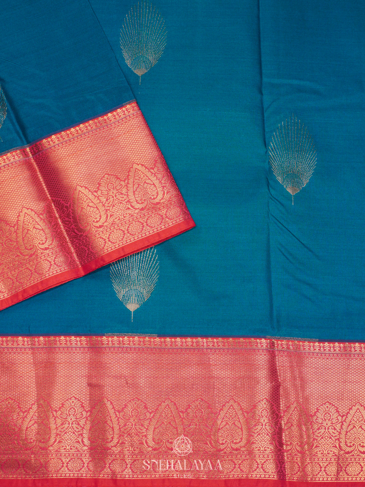 Peacock Blue Art Silk Saree